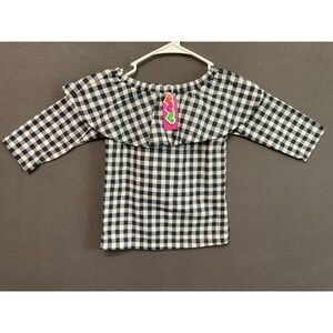 Samgami Baby Girls Black White Gingham Top Size 10 NWT Checkered Off Shoulder